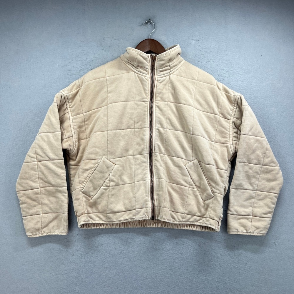 By Together Quilted Bomber Jacket Women S Tan Full Zip Casual Streetwear Outdoor